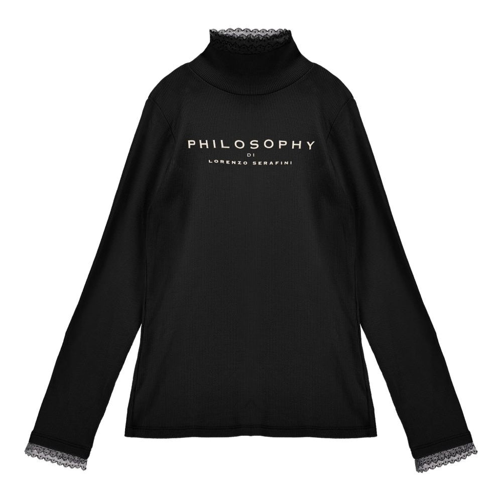 T-shirt per bambina Philosophy Di Lorenzo Serafini Kids nera con stampa logo I1F619 6212 P050 PHILOSOPHY KIDS