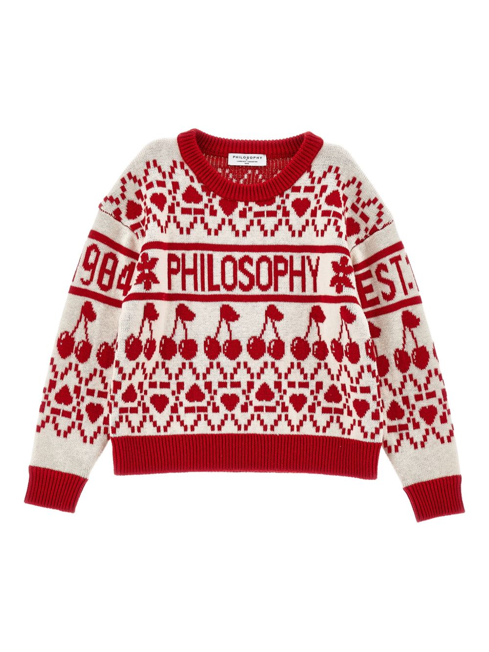 Maglione per bambina Philosophy di Lorenzo Serafini Kids rosso con motivo a ciligie I9F602 6066 P143 PHILOSOPHY KIDS