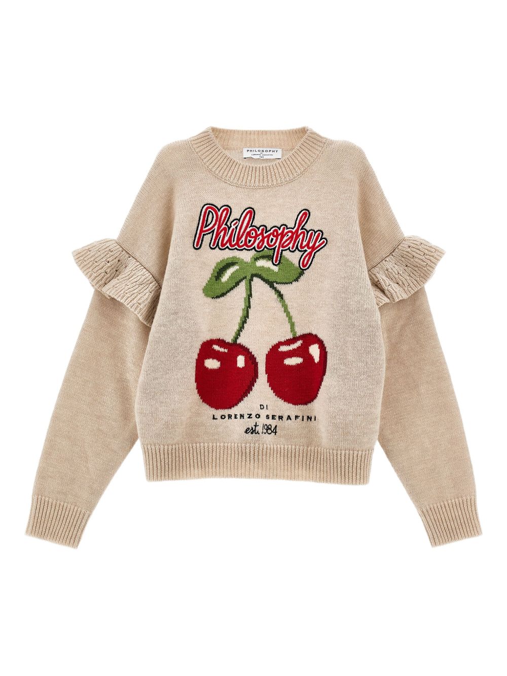 Maglione per bambina Philosophy Di Lorenzo Serafini Kids beige con ruches I9F604 6066 P003 PHILOSOPHY KIDS