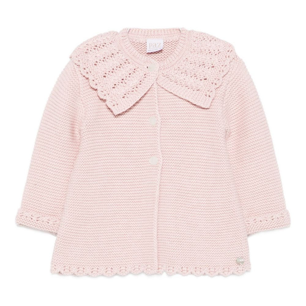 Cardigan per neonata Paz Rodríguez rosa con collo smerlato 009-123100 32 H94 PaZ RODRIGUEZ KIDS
