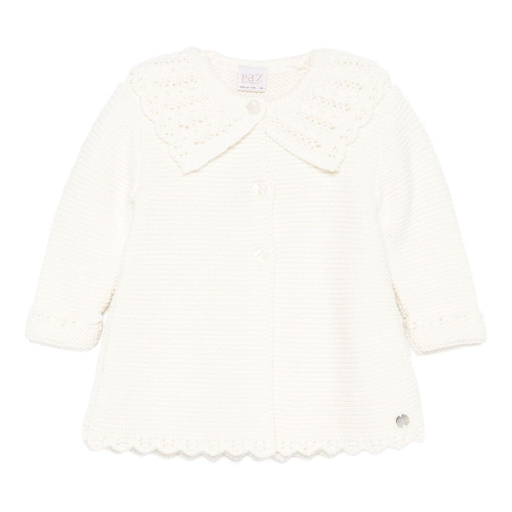 Cardigan per neonata Paz Rodríguez beige con orlo smerlato 009-123100 60 H94 PaZ RODRIGUEZ KIDS