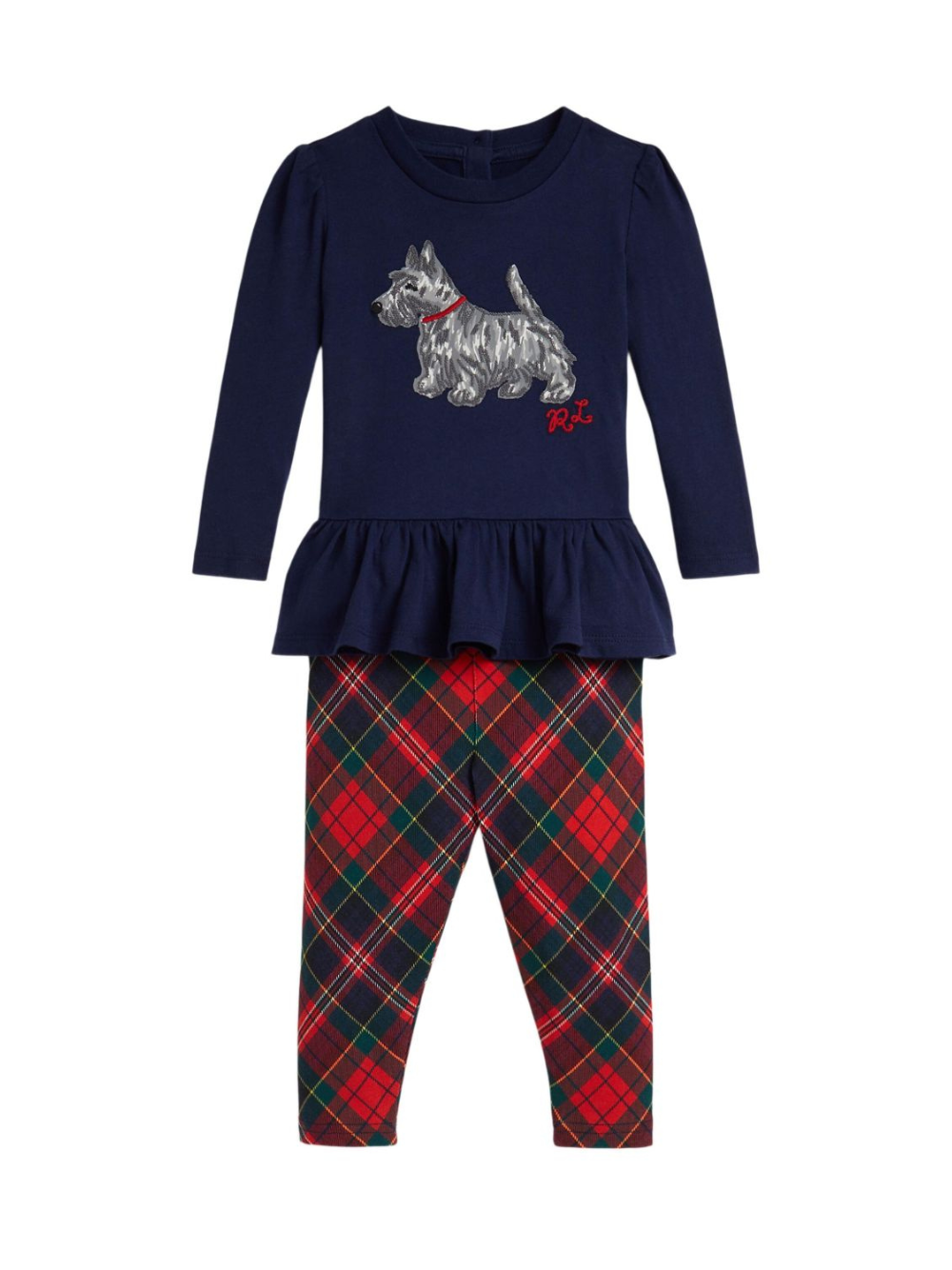 Set t-shirt e pantaloni per neonata Polo Ralph Lauren Kids blu con stampa tartan 310978925 001 Ralph Lauren kids