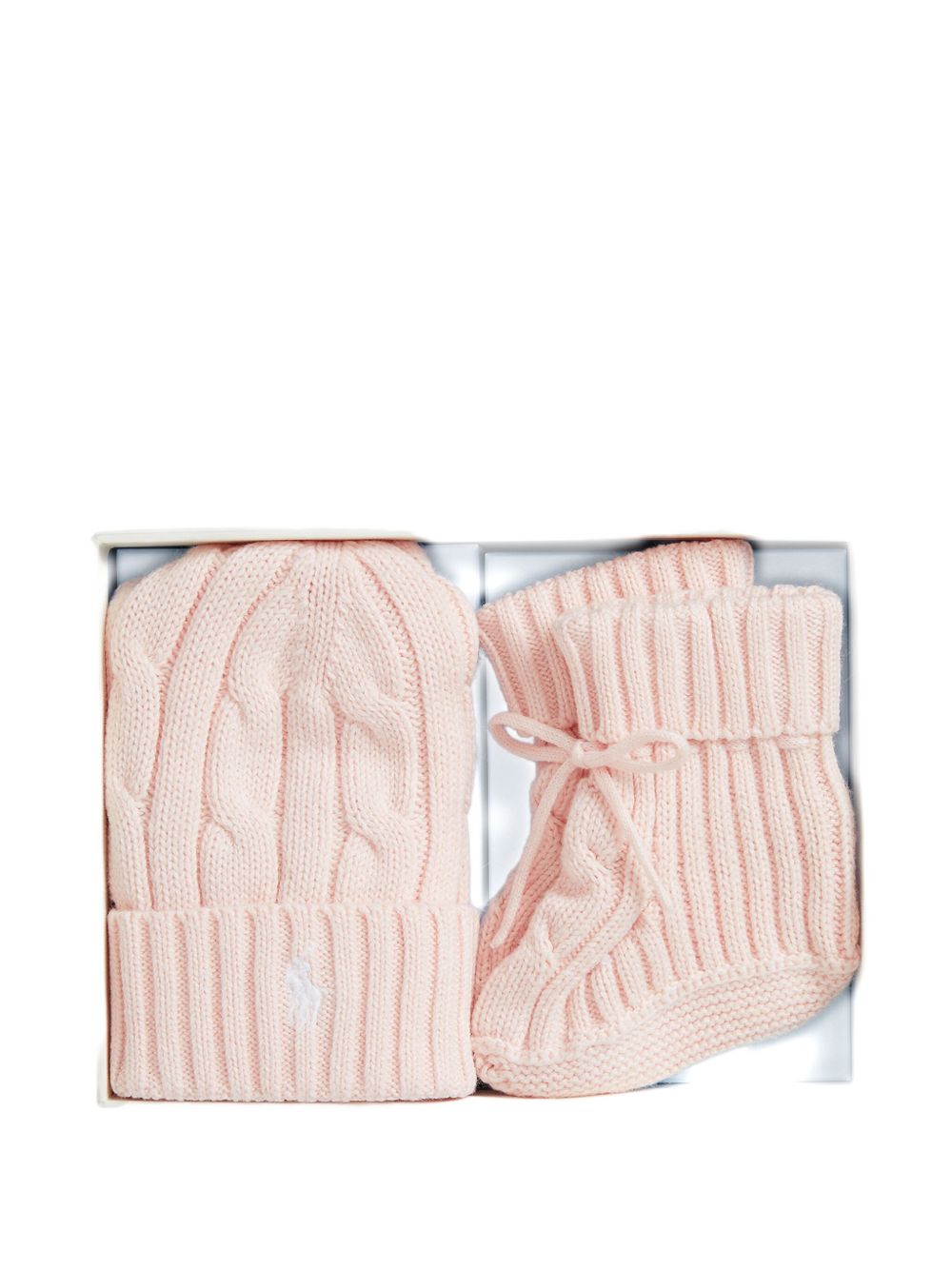 Set berretto e stivali per neonata Polo Ralph Lauren Kids rosa con maglia intrecciata 320P01426 002 Ralph Lauren kids