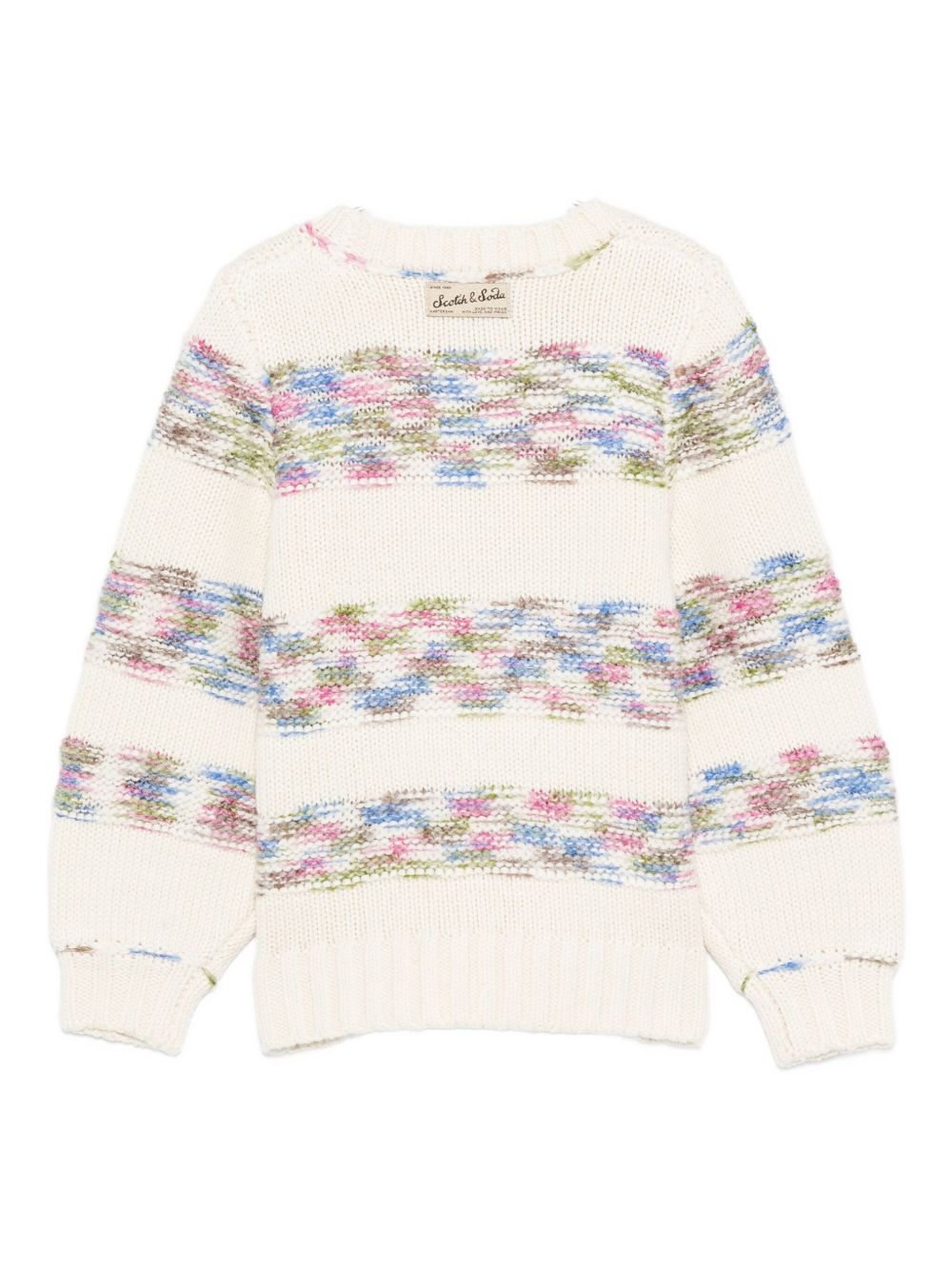 Maglione per bambina Scotch & Soda Kids bianco con dettagli a righe multicolore 180813 260 SCOTCH&SODA KIDS