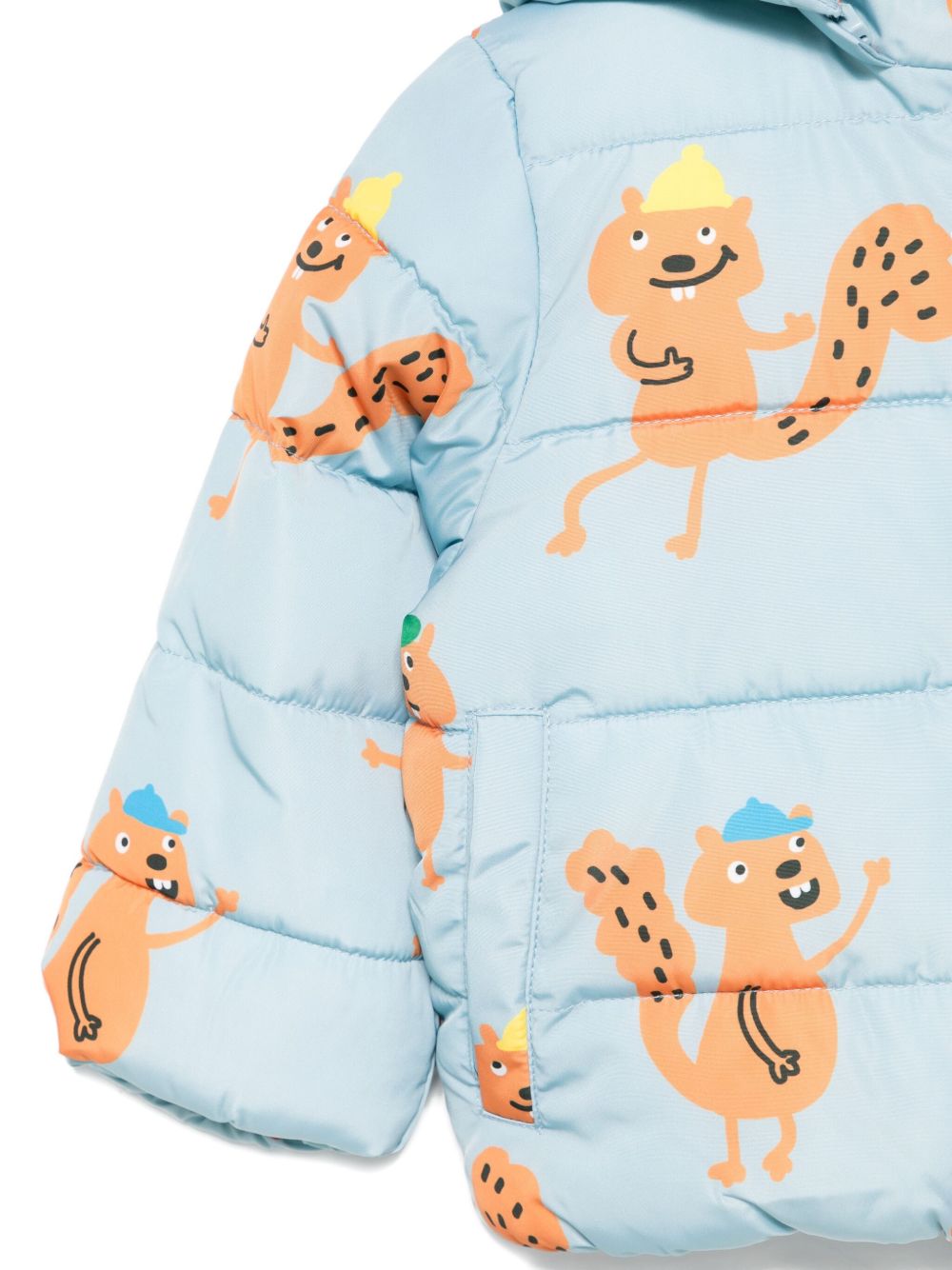 Piumino per neonato Stella McCartney Kids azzurro con stampa scoiattoli TX2547 Z3224 670MC STELLA McCARTNEY KIDS