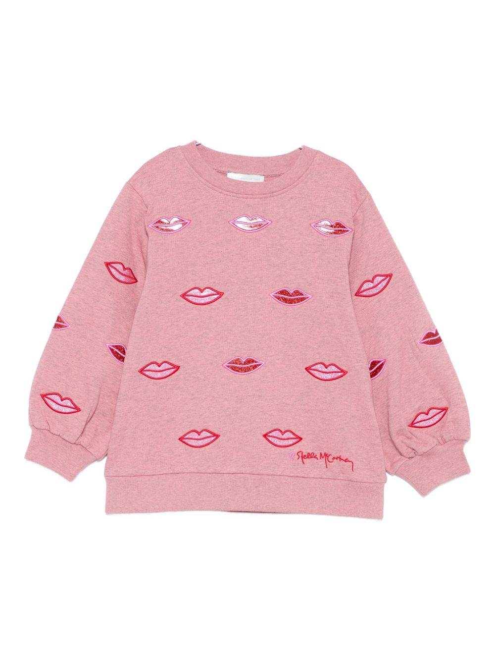 Felpa per bambina Stella McCartney Kids rosa con labbra decorate TX4C30 Z3061 883 STELLA McCARTNEY KIDS