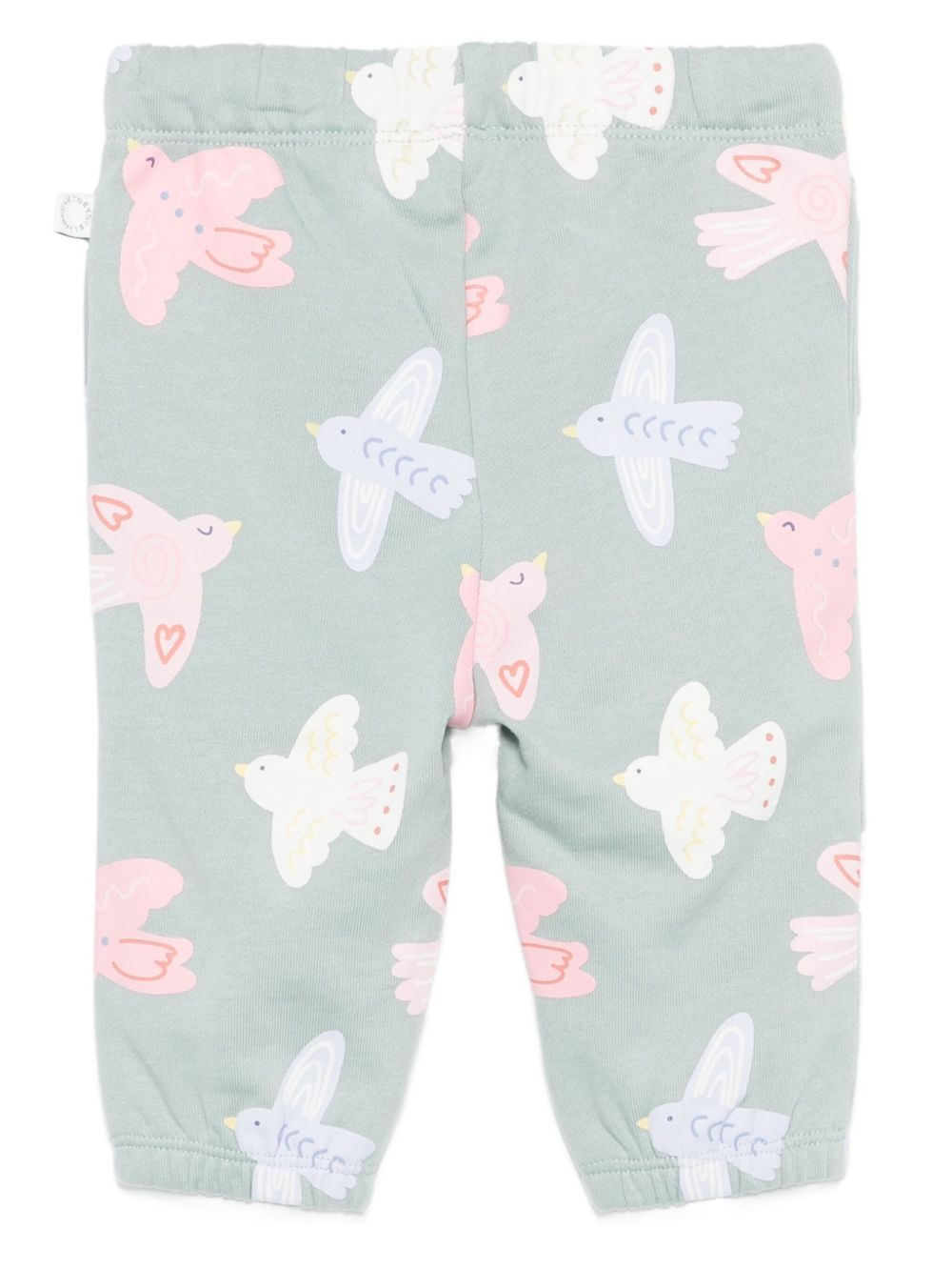 Pantaloni per neonata Stella McCartney Kids verde con coulisse e stampa di uccelli TX6090 Z3206 923MC STELLA McCARTNEY KIDS