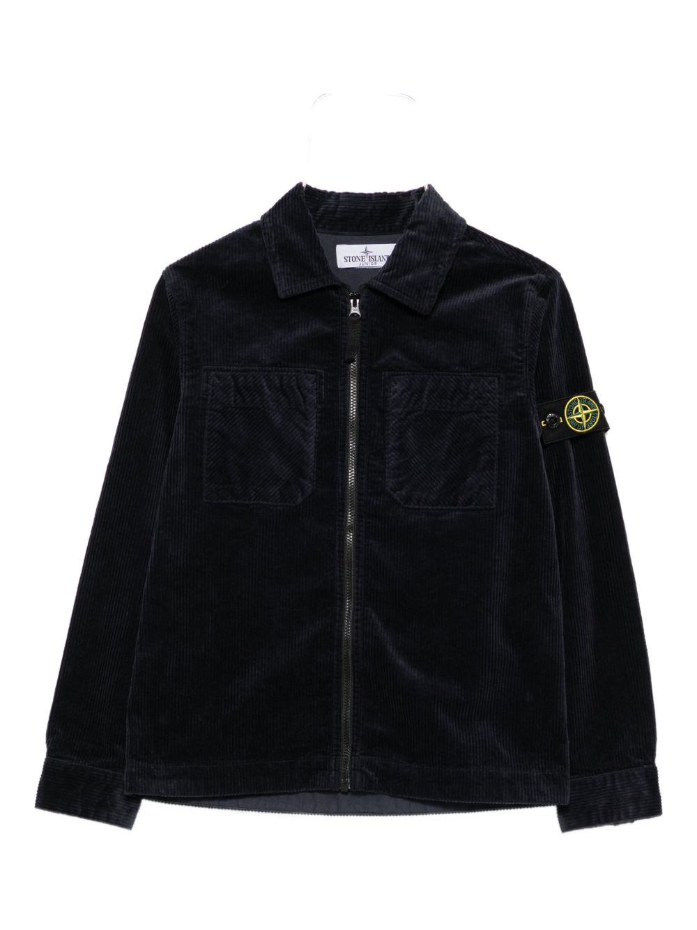Camicia per bambino Stone Island Junior blu a coste con zip K2S161200003S0199 V0020 STONE ISLAND KIDS