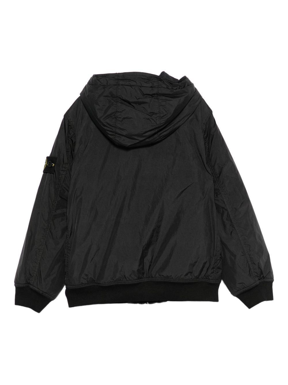 Giacca per bambino Stone Island Junior nero con cappuccio e toppa con logo K2S164100007S0A23 V0029 STONE ISLAND KIDS