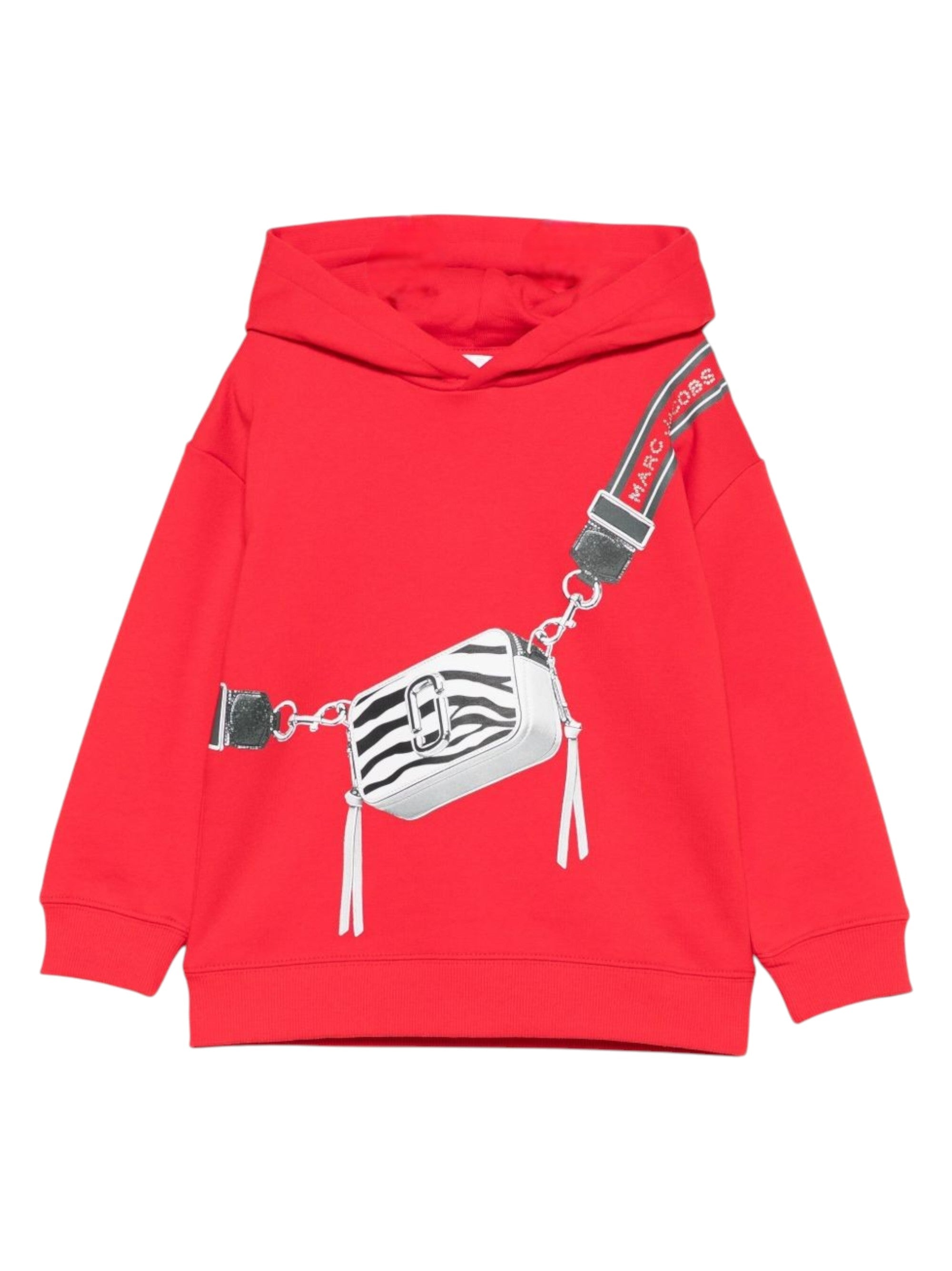 Felpa per bambina Marc Jacobs Kids rossa con cappuccio e stampa sul davanti W60568 97E THE MARC JACOBS KIDS