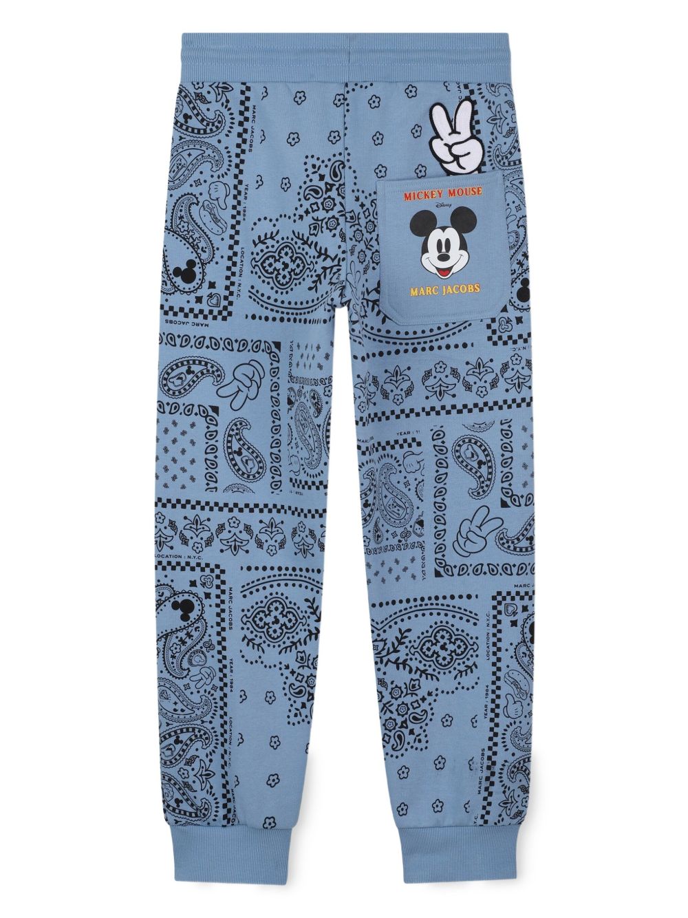 Pantaloni per bambino Marc Jacobs Kids x Disney Mickey Mouse blu con stampa paisley W60651 822 THE MARC JACOBS KIDS