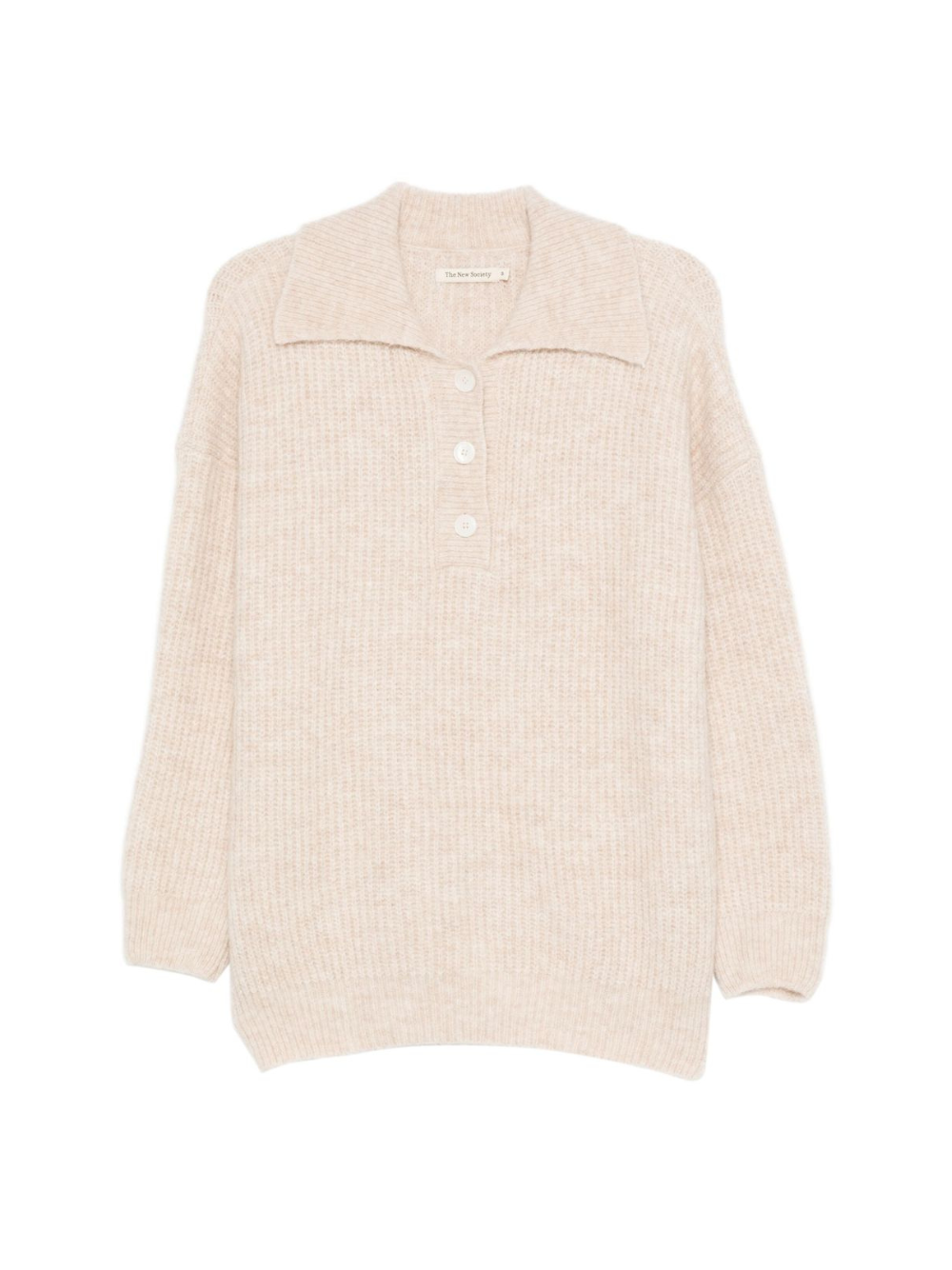 Maglione per donna The New Society beige con colletto a polo AW25WPO6C42 MOONLIGHT WHITE THE NEW SOCIETY KIDS