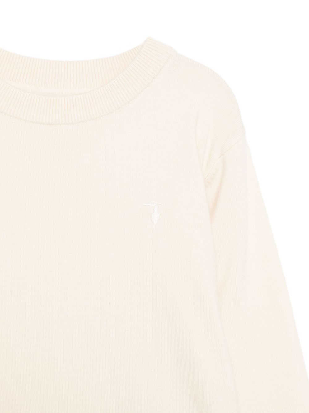 Felpa per bambino TRUSSARDI JUNIOR écru girocollo con logo ricamato TBA25011MA NEW ECRU TRUSSARDI KIDS