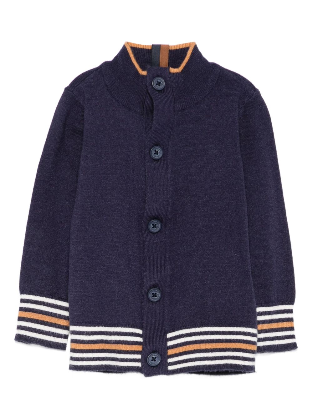 Cardigan per neonato TRUSSARDI JUNIOR blu con polsini a righe TIA25077MA PEACOAT TRUSSARDI KIDS
