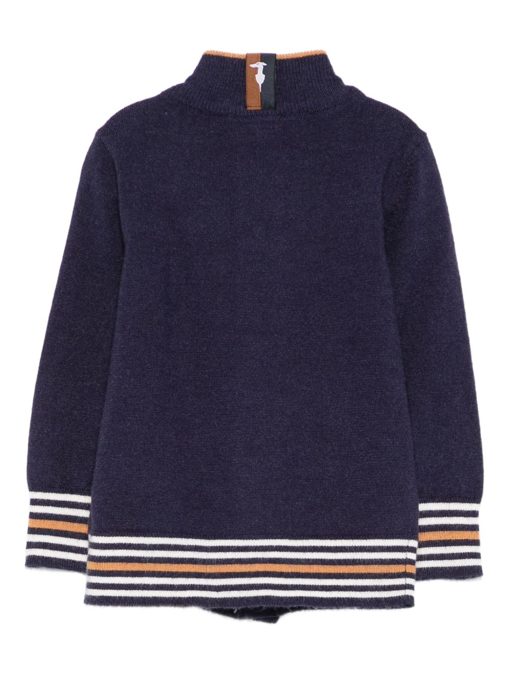 Cardigan per neonato TRUSSARDI JUNIOR blu con polsini a righe TIA25077MA PEACOAT TRUSSARDI KIDS