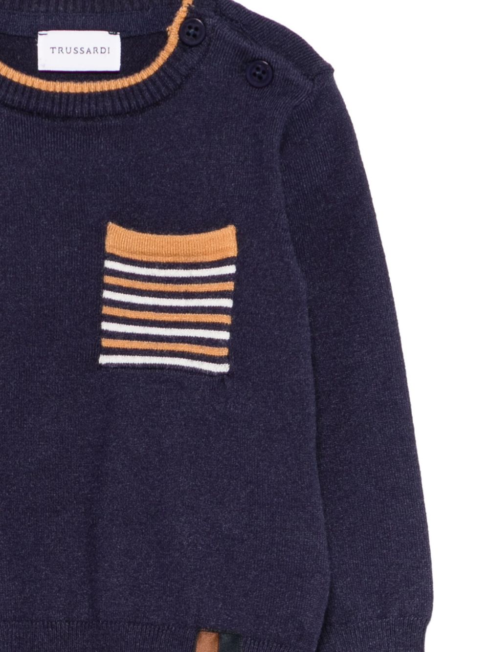 Maglione per neonato TRUSSARDI JUNIOR blu con dettaglio a righe TIA25079MA PEACOAT TRUSSARDI KIDS