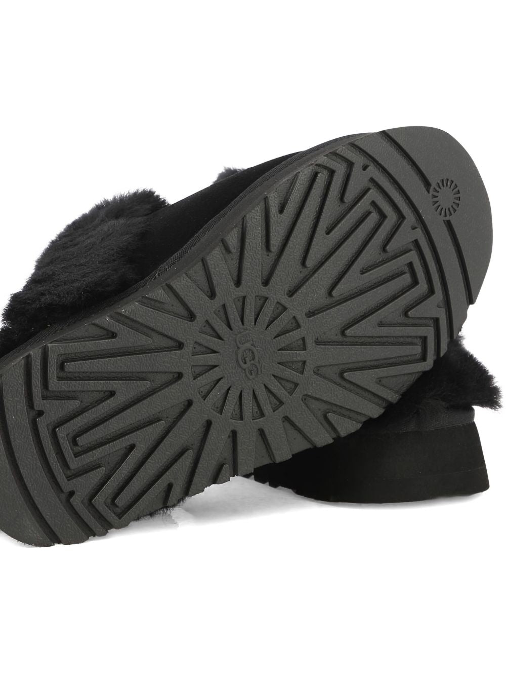 Slippers per bambina UGG Kids Disquette nero con finitura in pelliccia sintetica 1122550 BLK UGG KIDS