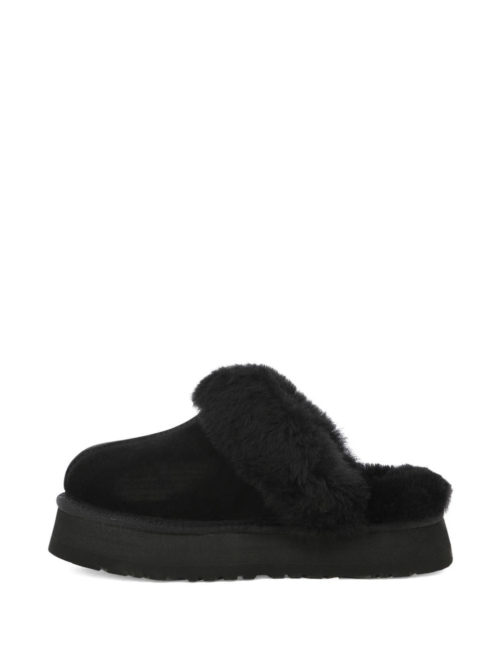 Slippers per bambina UGG Kids Disquette nero con finitura in pelliccia sintetica 1122550 BLK UGG KIDS