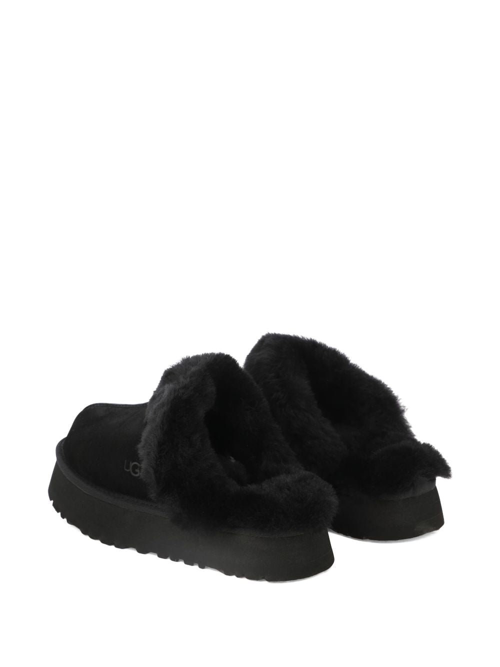 Slippers per bambina UGG Kids Disquette nero con finitura in pelliccia sintetica 1122550 BLK UGG KIDS