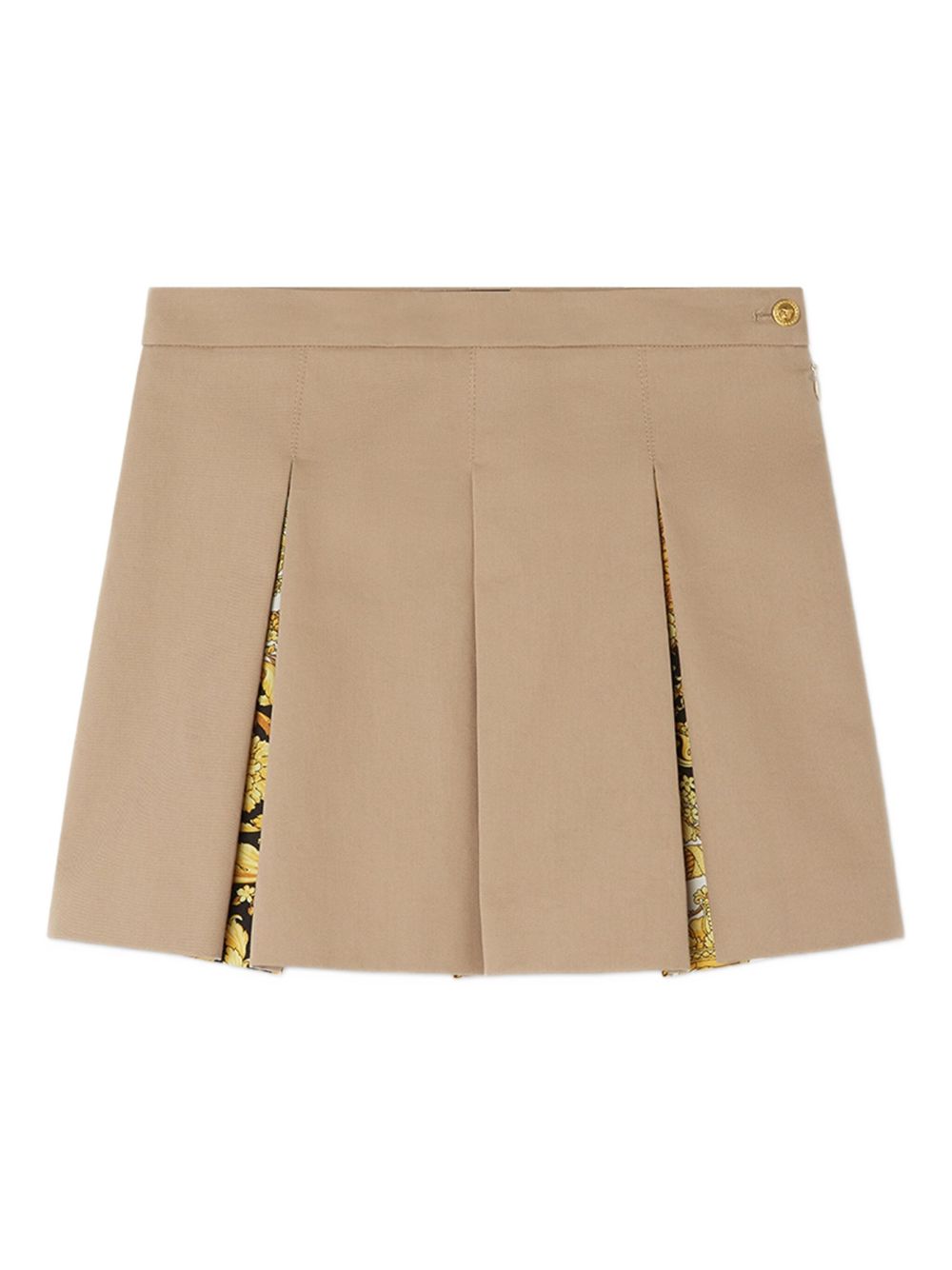 Minigonna plissettata per bambina Versace Kids beige con dettaglio laterale Medusa 10204851A14822 2KS40 VERSACE KIDS