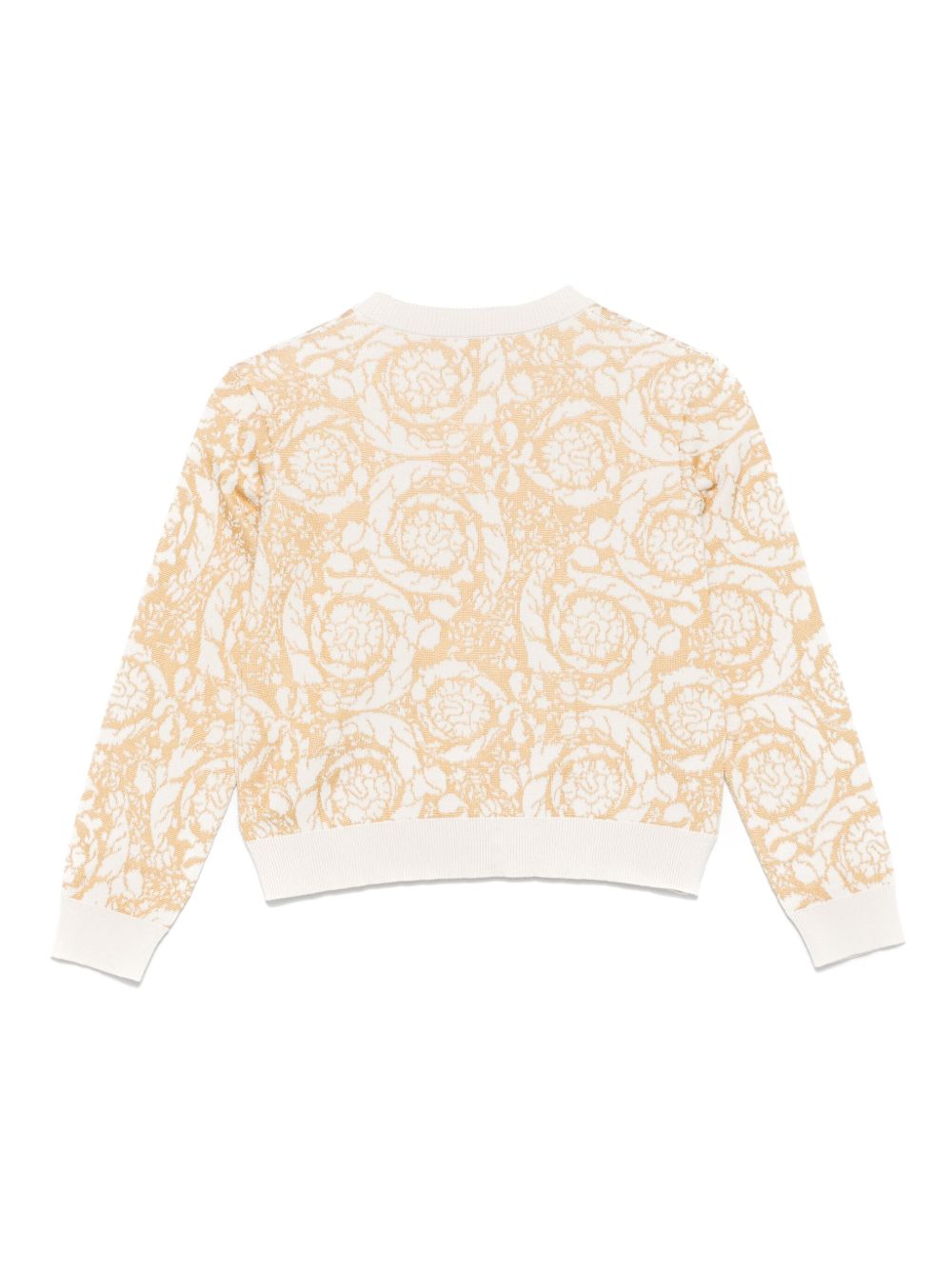Cardigan per bambina Versace Kids beige con stampa stile Barocco 10208951A11135 2WX90 VERSACE KIDS