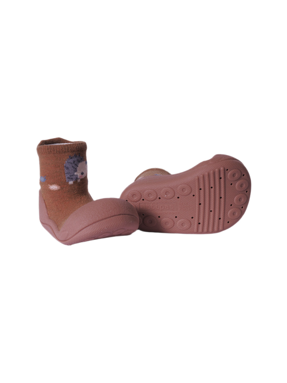 Scarpe primi passi per neonati Attipas marroni con ricamo porcospino AW04 BROWN ATTIPAS KIDS