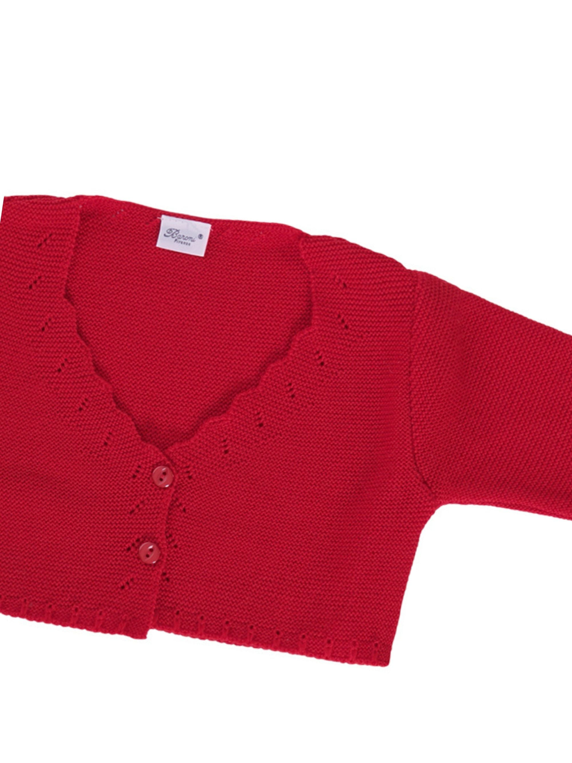 Maglione per neonata Baroni rosso con scollo a V 11496 ROSSO BARONI KIDS