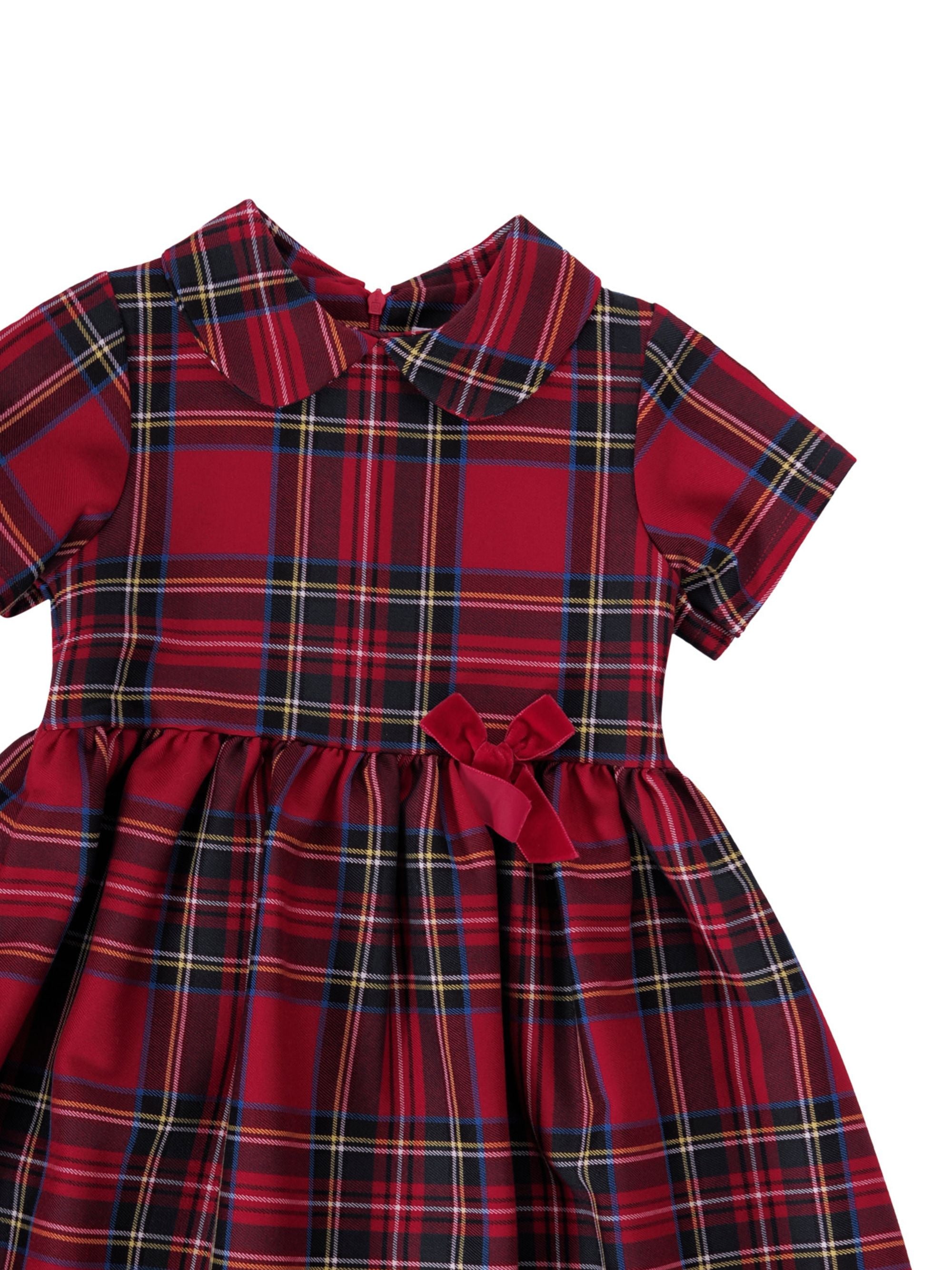 Abito per neonata Baroni rosso con motivo scozzese BA21018 ROSSO BARONI KIDS