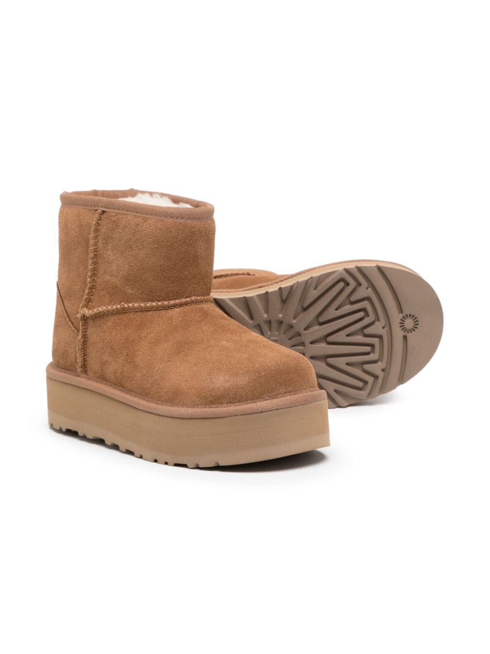 Stivali per bambina UGG Kids Classic Mini II beige con suola alta 1143700K CHE UGG KIDS