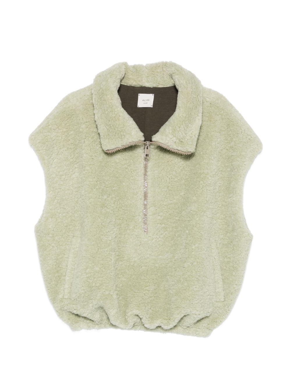 Gilet smanicato per donna Alysi verde con rifinitura in pelliccia 166931 A6214 ANICE ALYSI