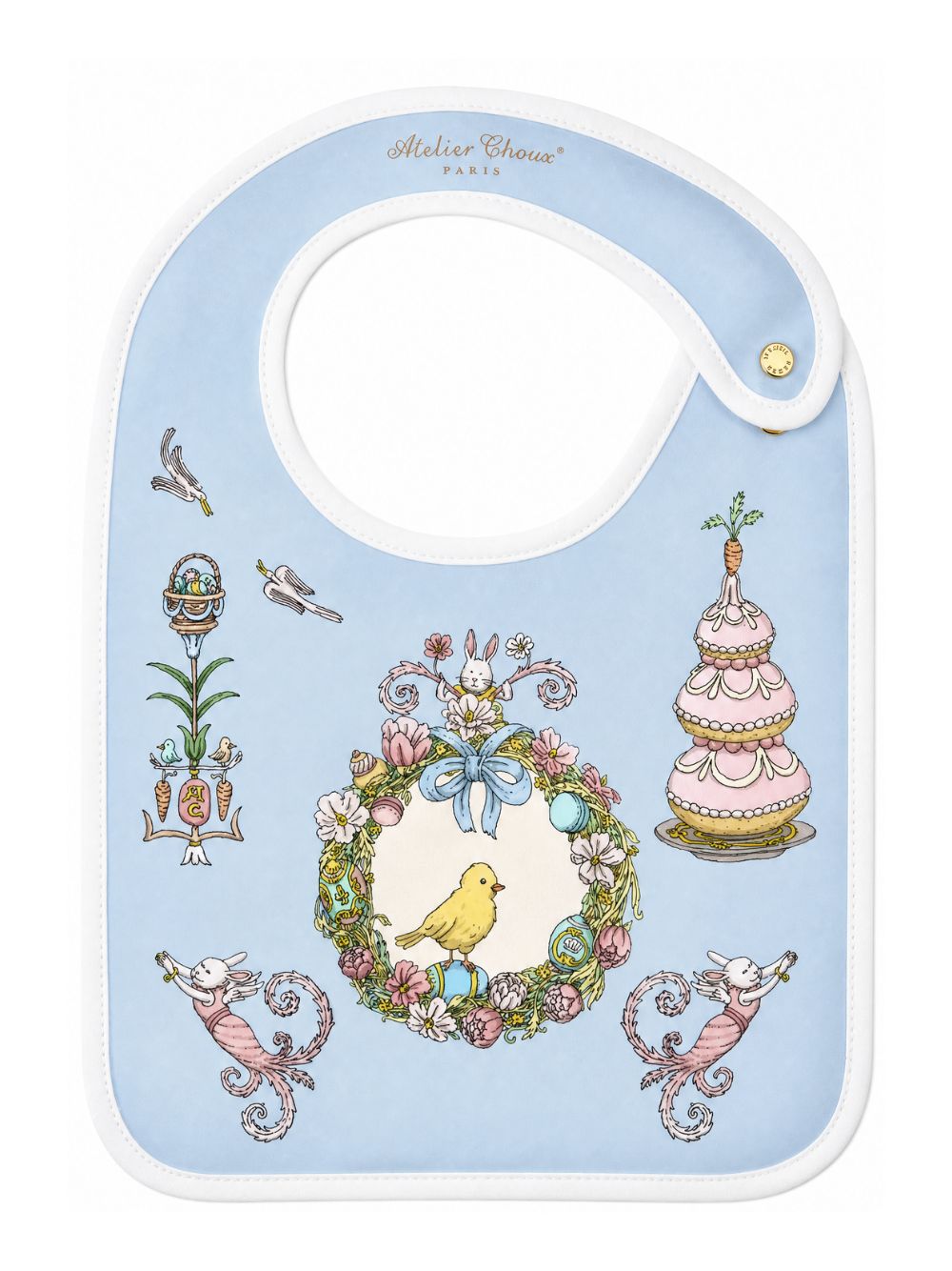 Bavaglino per neonati Atelier Choux Paris azzurro con stampa grafica sul davanti BI-CS-ETB N-U ATELIER CHOUX PARIS KIDS