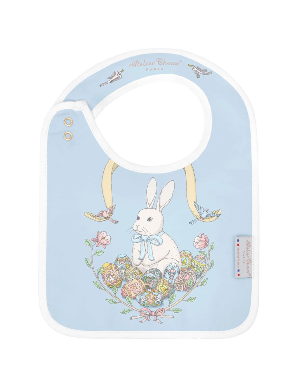Bavaglino per neonati Atelier Choux Paris azzurro con stampa grafica sul davanti BI-CS-ETB N-U ATELIER CHOUX PARIS KIDS