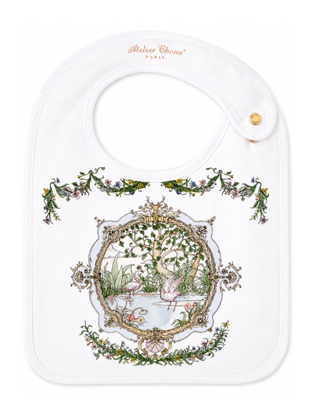 Bavaglino per neonati Atelier Choux Paris bianco con stampa grafica sul fronte BI-CS-TAOR R-U ATELIER CHOUX PARIS KIDS