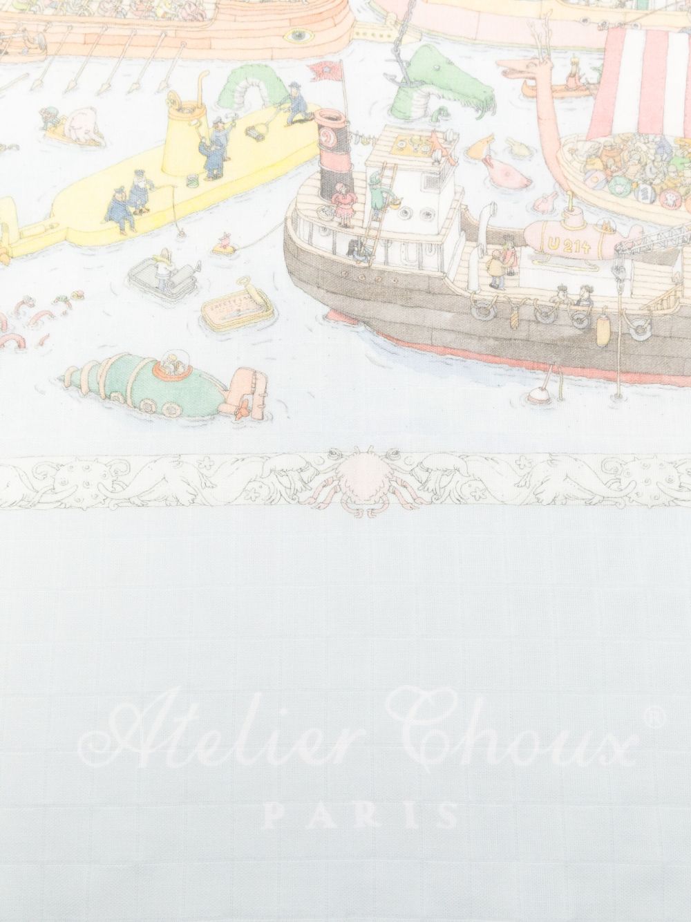 Coperta per neonati Atelier Choux Paris azzurra con stampa grafica CA-CQ-OCA C-U ATELIER CHOUX PARIS KIDS