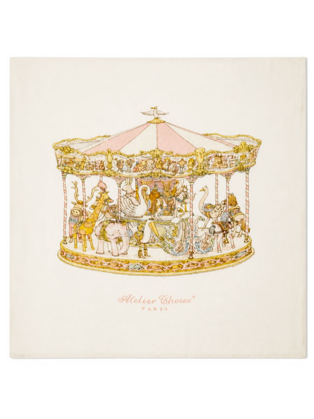 Coperta per neonati Atelier Choux Paris beige con stampa Carousel CBCWCARPB CAROUSEL ATELIER CHOUX PARIS KIDS