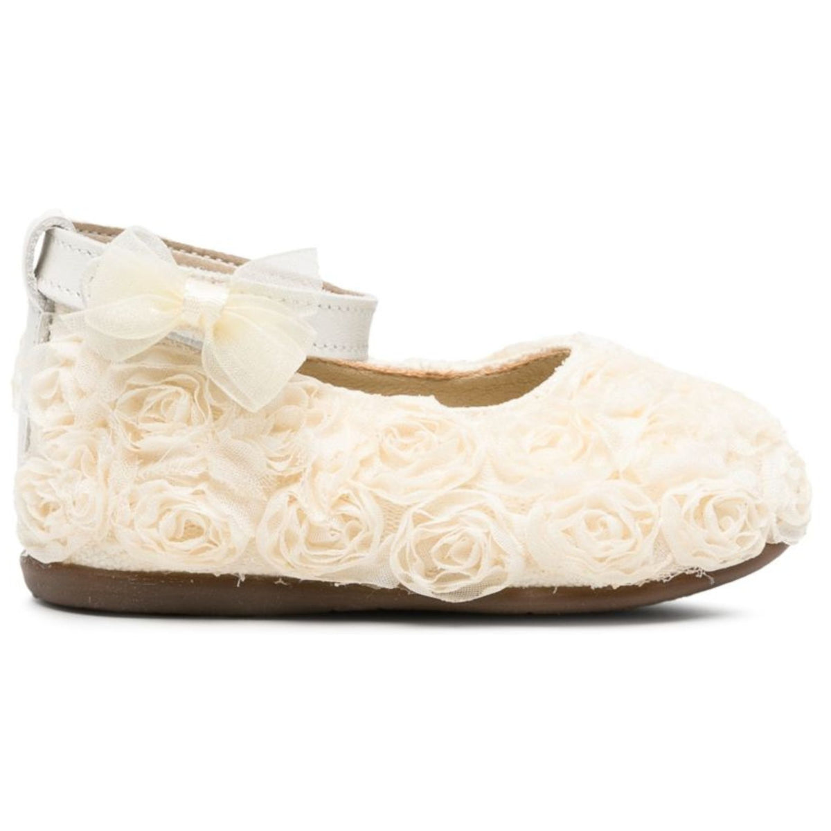 Ballerine per neonata BabyWalker Kids bianche con applicazione fiori all-over PB2654 IVORY BABYWALKER KIDS