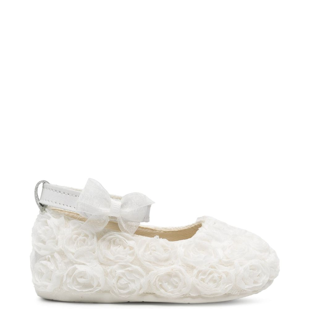 Ballerine per neonata BabyWalker Kids bianche con applicazione fiori all-over PB2654 WHITE BABYWALKER KIDS