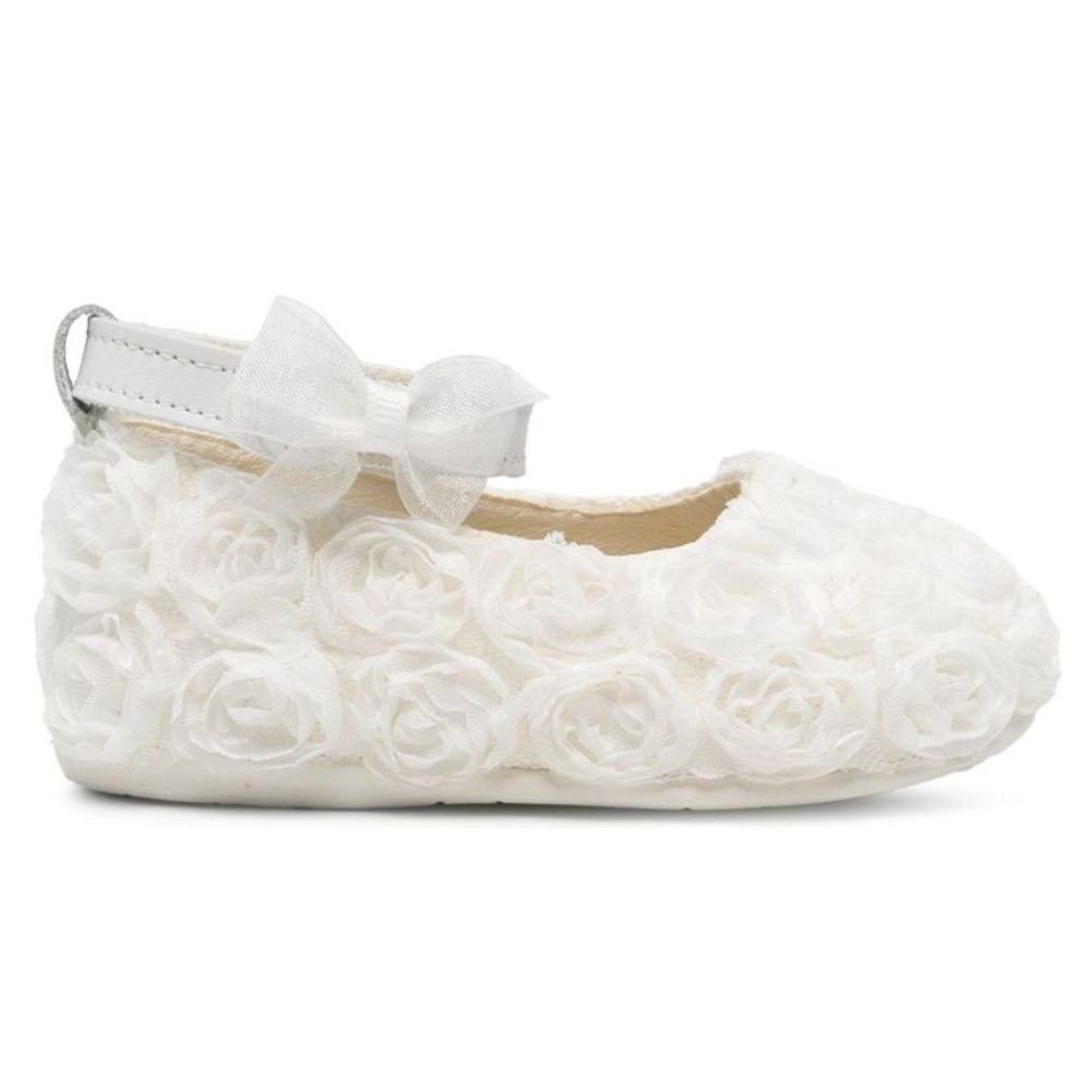 Ballerine per neonata BabyWalker Kids bianche con applicazione fiori all-over PB2654 WHITE BABYWALKER KIDS