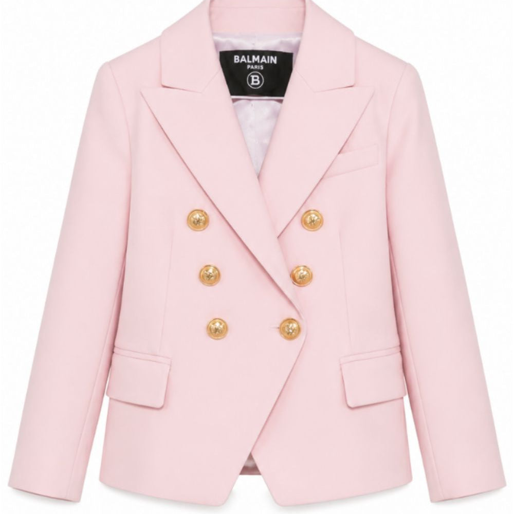 Blazer per bambina Balmain Kids rosa con due tasche laterali con patta BX2A04 I0196 50HOR BALMAIN KIDS