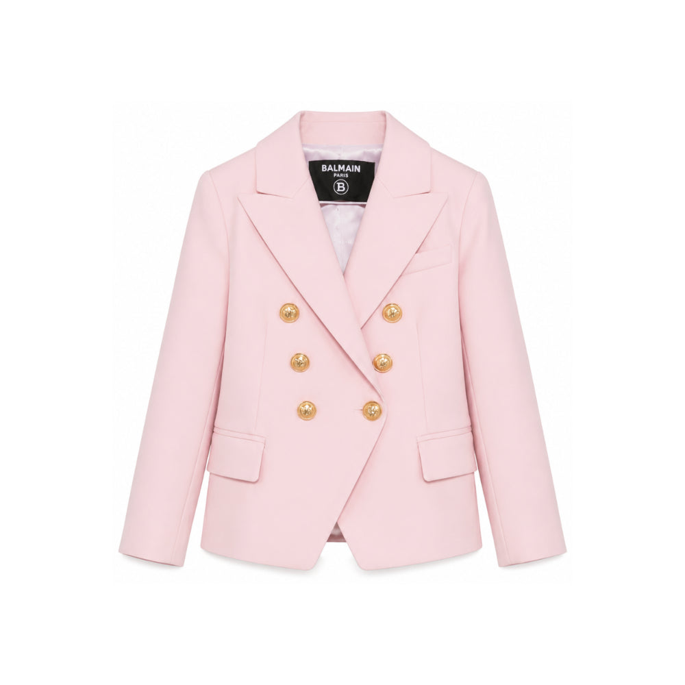 Blazer per bambina Balmain Kids rosa con due tasche laterali con patta BX2A04 I0196 50HOR BALMAIN KIDS