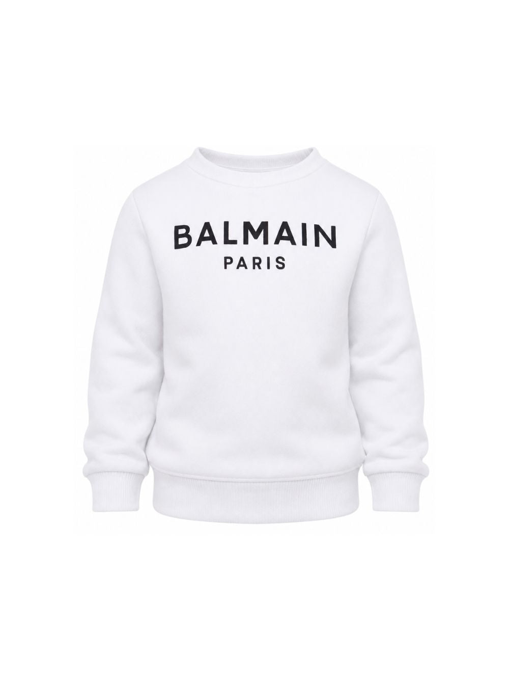 Felpa per bambino Balmain Kids bianca con stampa logo sul davanti BX4P10 Z3183 100NE BALMAIN KIDS