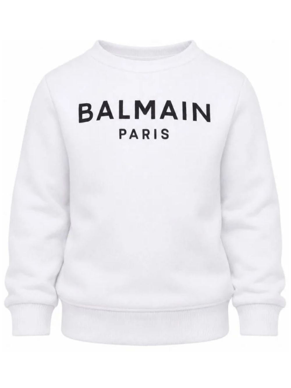 Felpa per bambino Balmain Kids bianca con stampa logo sul davanti BX4P10 Z3183 100NE BALMAIN KIDS