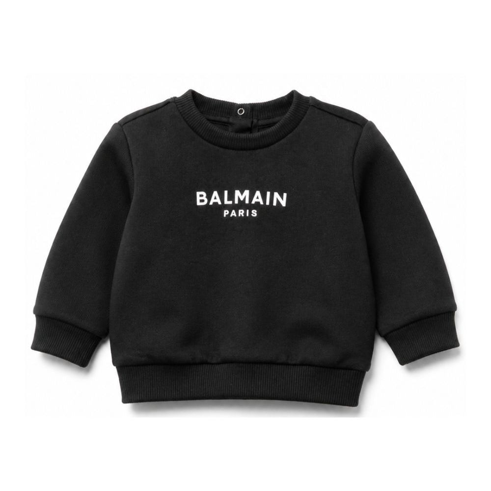 Felpa per neonati Balmain Kids nera con logo sul davanti BY4580 Z3183 930BC BALMAIN KIDS