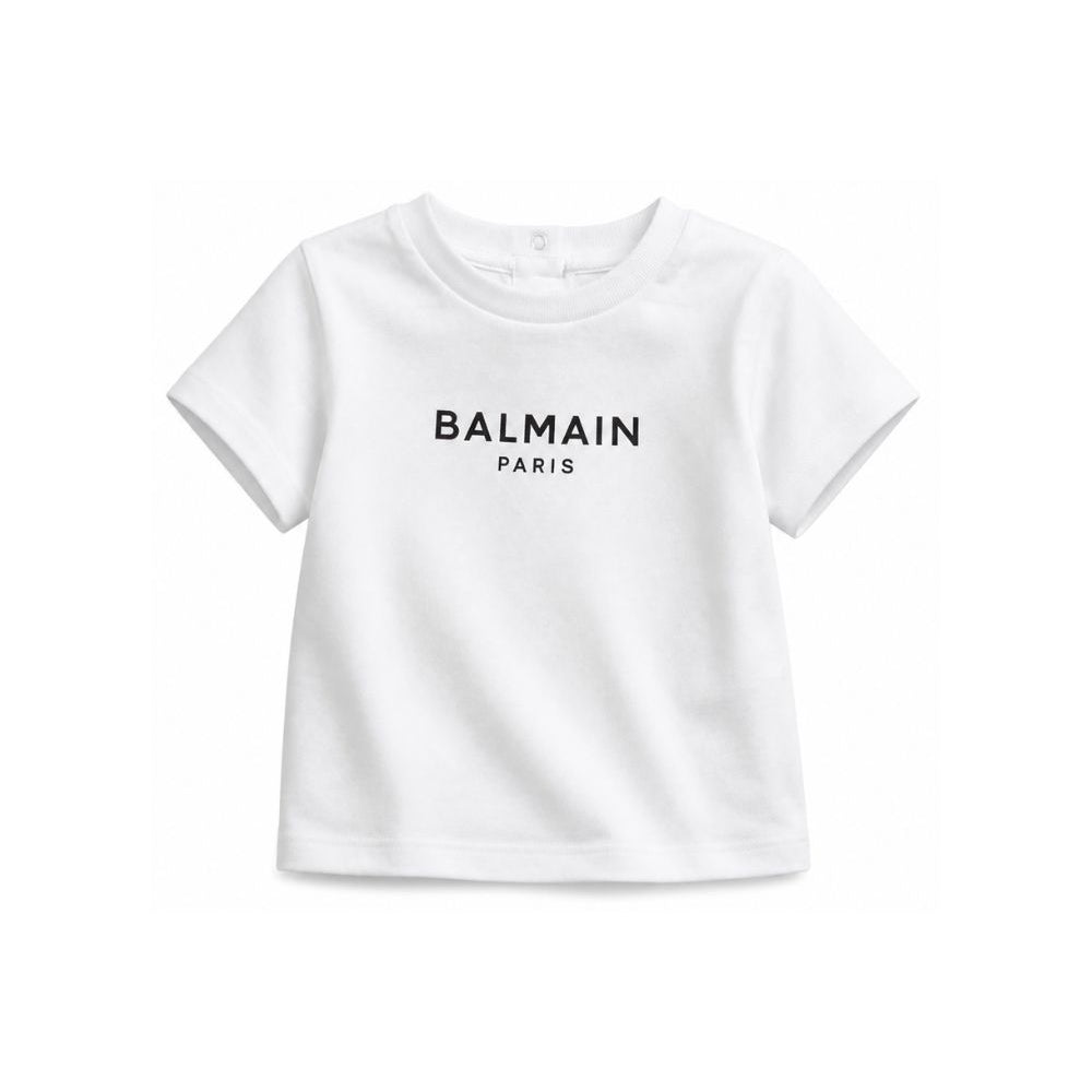 T-shirt da neonato balmain Kids bianca con stampa logo BY8631 Z3672 100NE BALMAIN KIDS