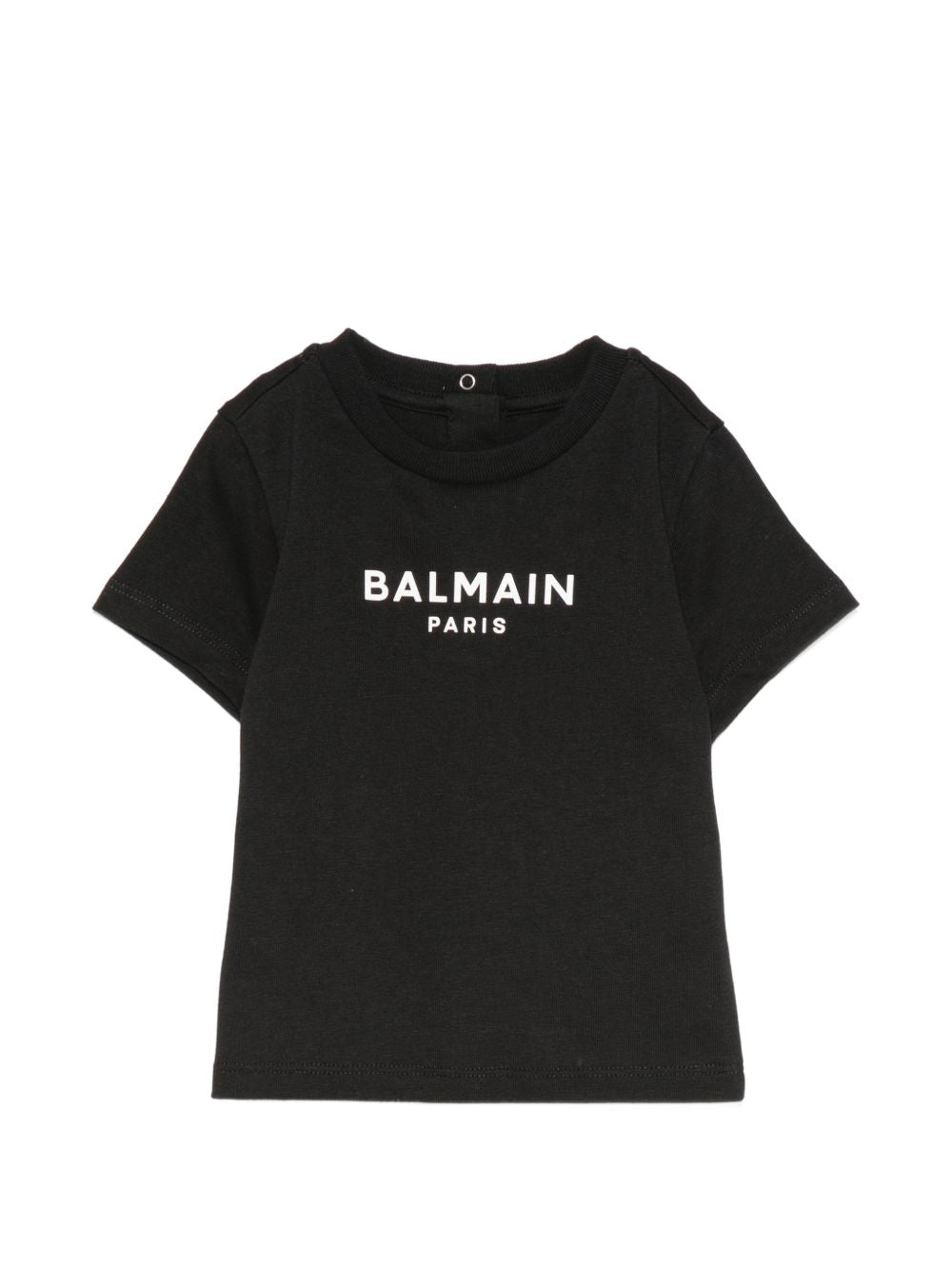 T-shirt per neonati Balmain Kids nera con stampa logo sul davanti BY8631 Z3672 930BC BALMAIN KIDS
