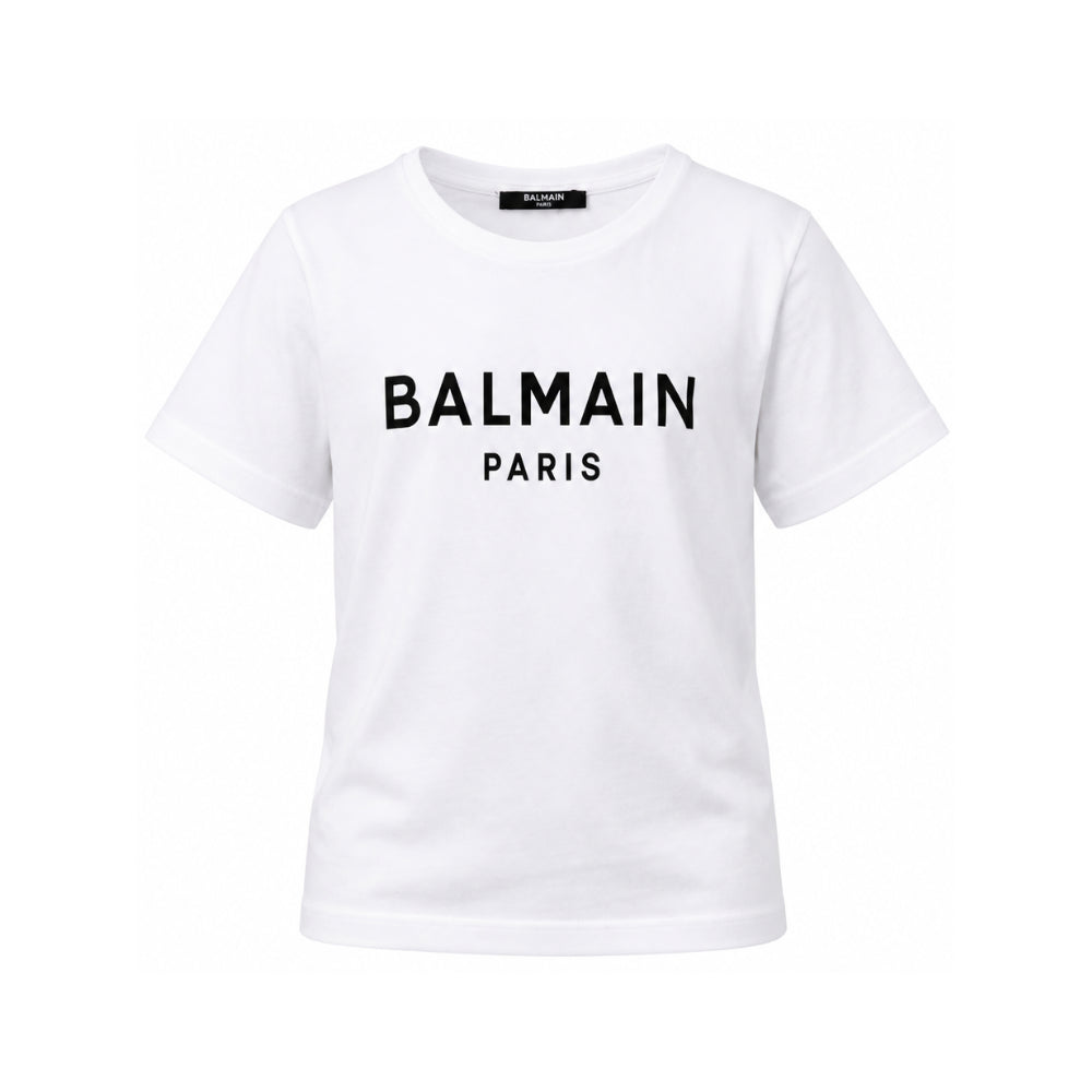 T-shirt per bambino Balmain Kids bianca con logo sul davanti BY8R11 Z3672 100NE BALMAIN KIDS