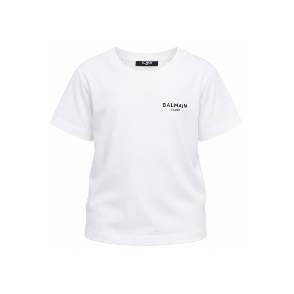T-shirt per bambino Balmain Kids bianca con logo sul davanti BY8R31 Z3672 100NE BALMAIN KIDS