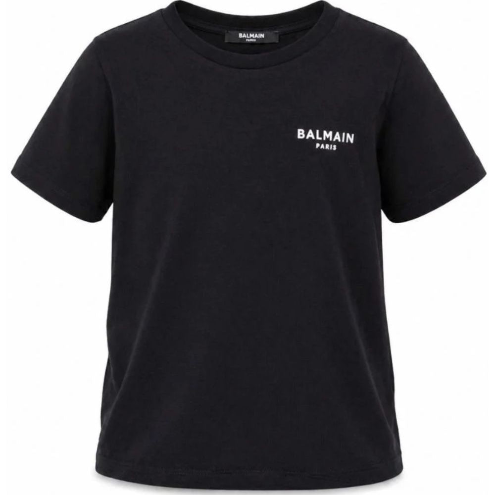 T-shirt per bambino Balmain Kids nera con logo sul davanti BY8R31 Z3672 930BC BALMAIN KIDS