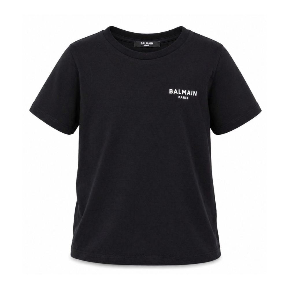 T-shirt per bambino Balmain Kids nera con logo sul davanti BY8R31 Z3672 930BC BALMAIN KIDS