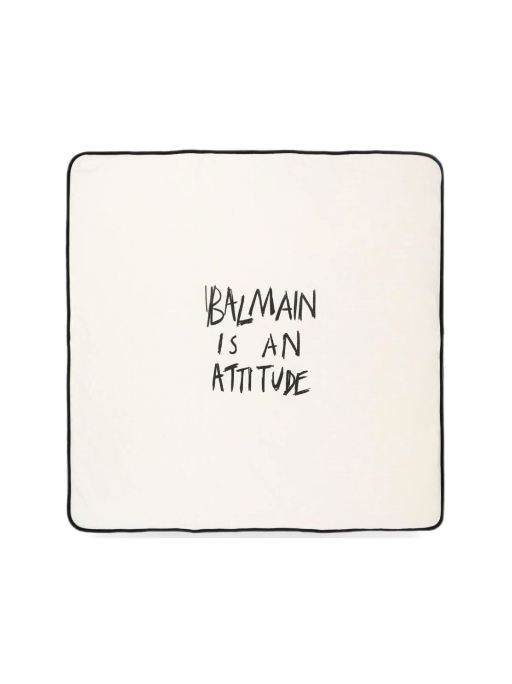 Coperta per neonati Balmain Kids bianca con scritta "Balmain is an attitude" sul davanti BZ0310 Z3672 102NE BALMAIN KIDS